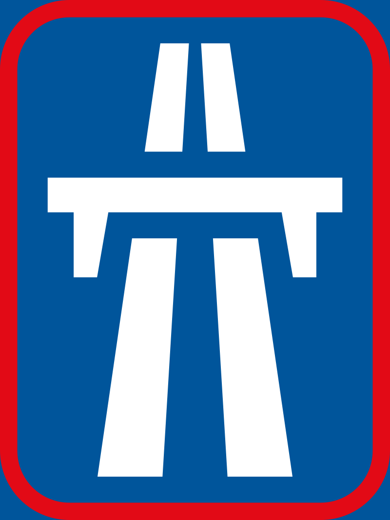 Dual-carriageway freeway begins Road Sign. A dual-carriageway freeway begins at this point — higher speed limits and freeway rules apply.