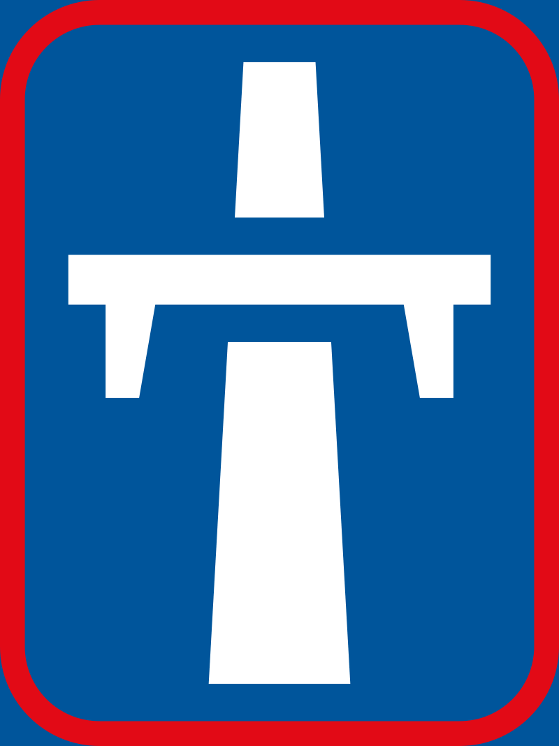 Single-carriageway freeway begins Road Sign. A single-carriageway freeway begins at this point — freeway rules apply from here.