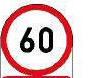 Speed limit 60. The maximum speed allowed on this stretch of road is 60 km/h unless another lower limit applies.