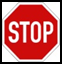 Stop. You must come to a complete stop before proceeding when it is safe.