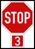 3-way stop. Traffic from all three directions must stop, and the vehicle that stopped first should move first.