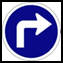 Turn right only. You may only turn right at the point controlled by this sign.
