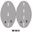 Broken centre line. This line separates traffic moving in opposite directions and may be crossed only when it is safe and lawful to do so.