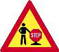 Scholar patrol ahead. A scholar patrol is operating ahead, so slow down and watch for a stop sign and for children crossing.