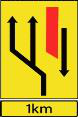 Temporary lane shift. Your lane will move from its normal position, so follow the temporary markings and signs carefully.