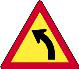 Sharp bend left ahead. A sharp bend to the left is ahead, so reduce speed before entering it.