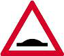 Speed hump ahead. A speed hump is ahead, so slow down to avoid losing control or damaging the vehicle.